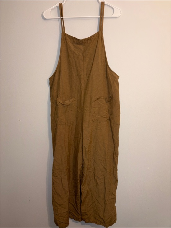Miou Muse Pants - Slouchy Boho Linen Jumpsuit Brown, Medium